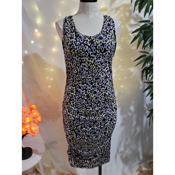 RACHEL Rachel Roy Viola Flower Side Ruched Midi Dress Womens Size L Sleeveless - Picture 1 of 11